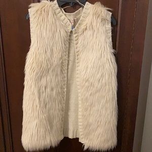 Cream faux fur vest